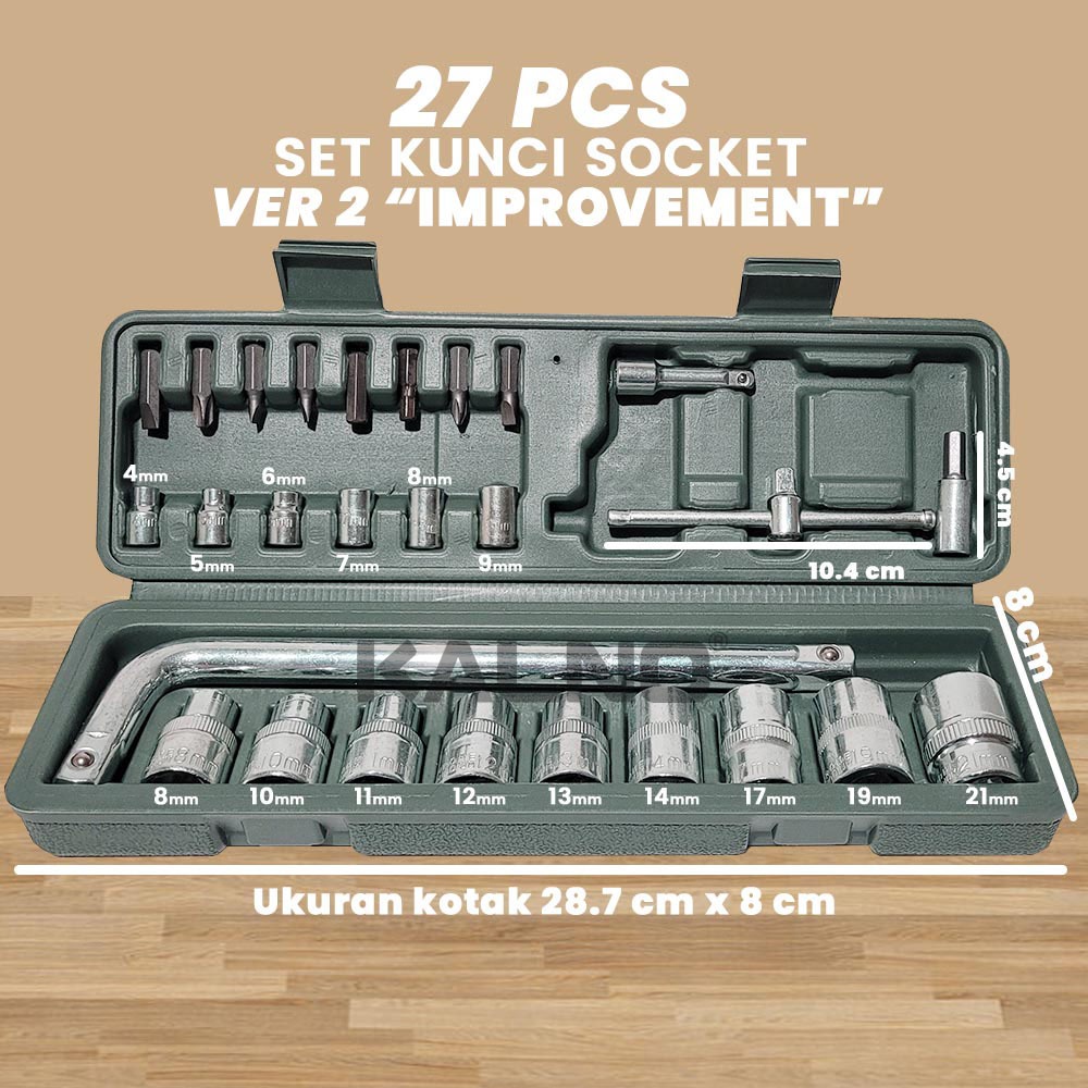 Kunci Set Gagang Sok Shock Full Set 27 pcs - kunci 40 , kunci 10 , kunci 46 , kunci 19 , obeng t - K