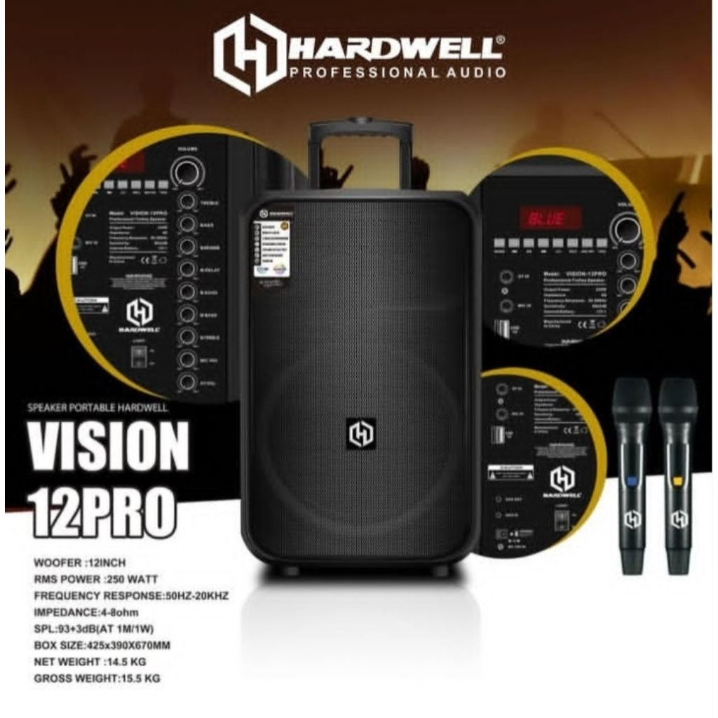 Speaker Portable 12 inch Hardwell Vision 12 Pro Original