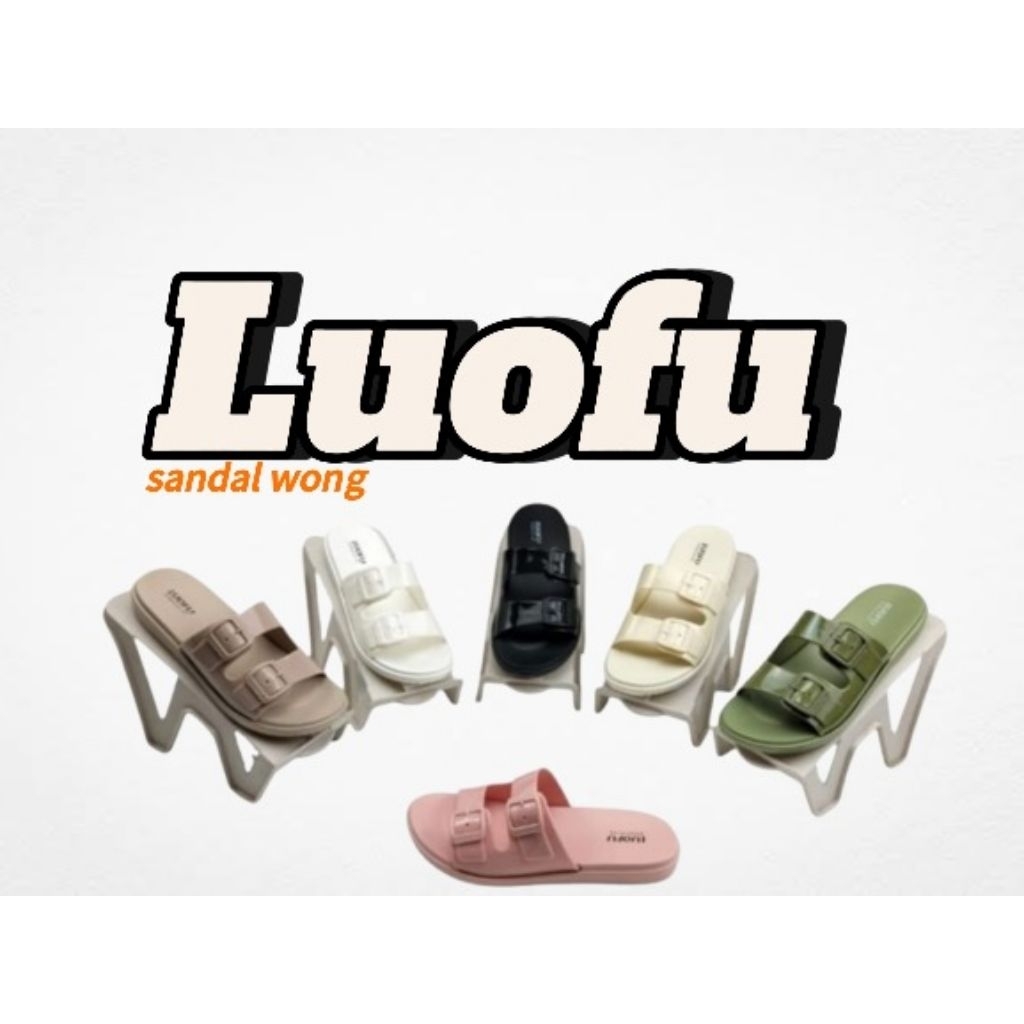 Sandal Wanita LUOFU Premium 2 Strap Anti Slip E7188 | Sandal Stylish Nyaman Dipakai Harian