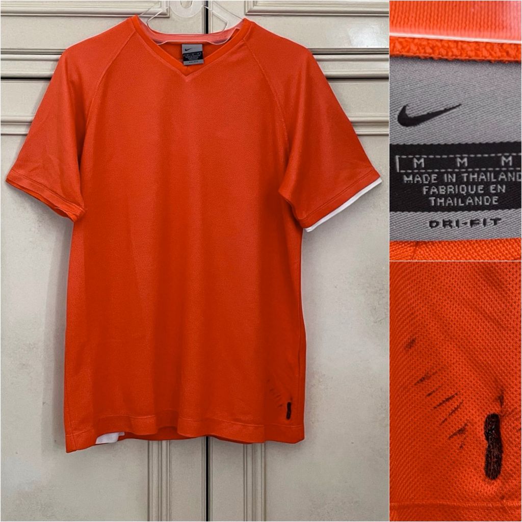 ( Preloved ) Nike Dri Fit Orange V Neck Sports Top // Atasan Olahraga Pria