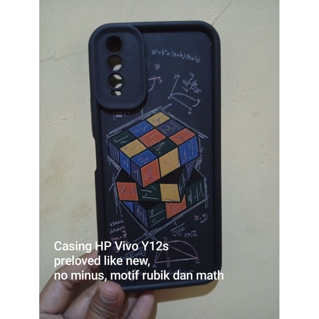Casing/Casing Hp Vivo Y12s/Casing Hp Murah/Casing Hp Vivo Y12s hitam motif rubik dan math preloved m