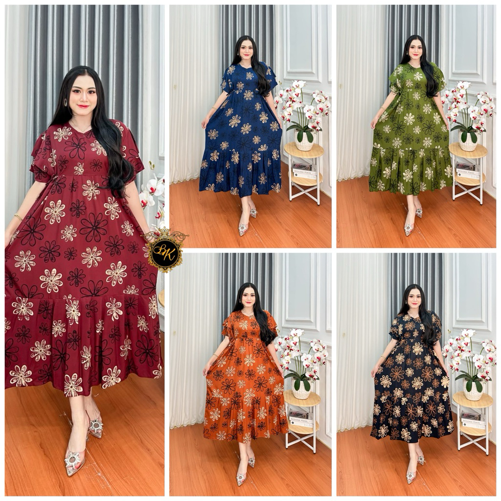 Daster Kanaya Jumbo Ld 130| Daster Jumbo Ld 130| Dress Kanaya Bunga Terbaru| Daster Busui Jumbo| Das