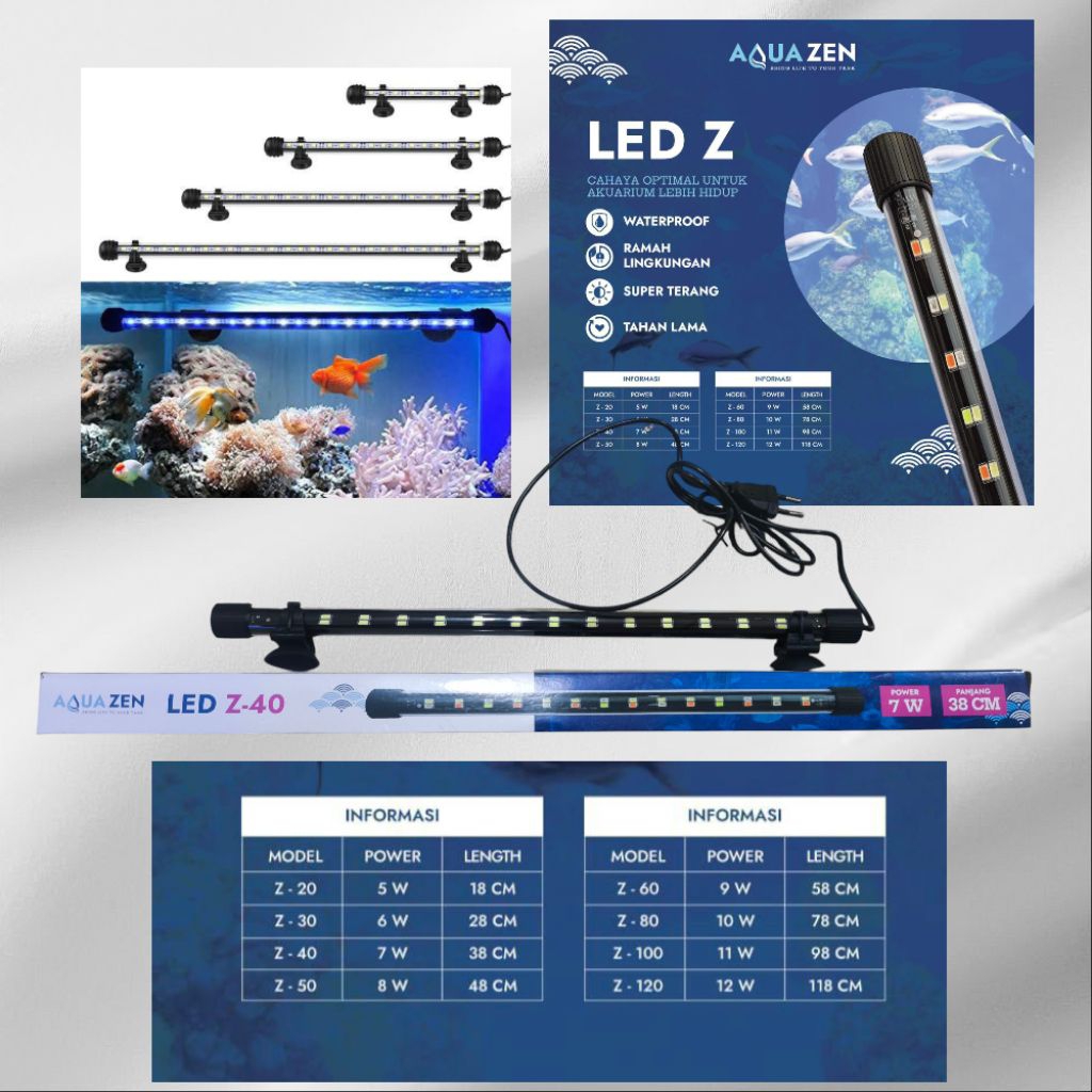 AQUAZEN LAMPU LED AQUARIUM 40CM MURAH