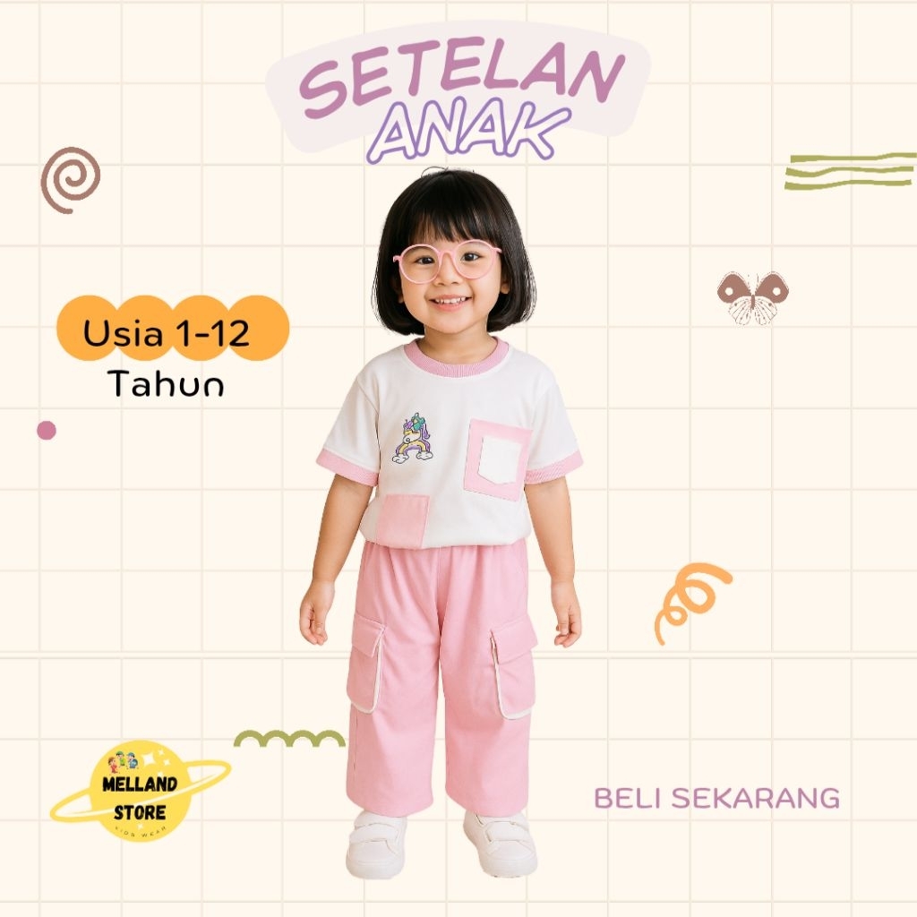 Setelan Anak Perempuan / setelan skena anak usia 1-12 tahun /KARAKTER