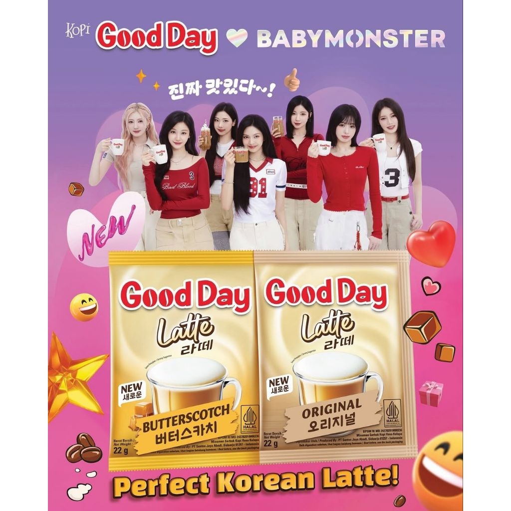 

kopi good day latte terbaru, butterscotch dan original latte