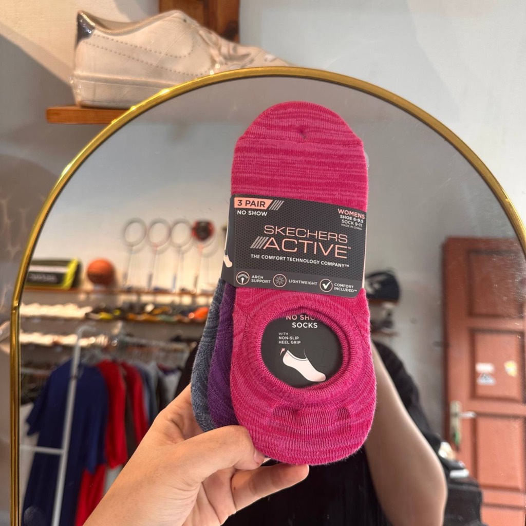 2 VARIASI WARNA KAOS KAKI SKECHERS DIBAWAH MATA KAKI SLIP ON WANITA ISI 3 PCS SOCK PUTIH FULL WHITE 