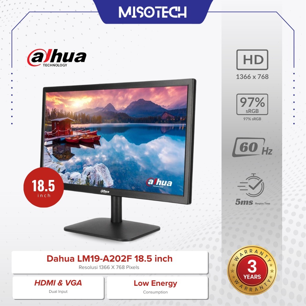 Dahua DHI-LM19-A202F Monitor LED 19 Inch HD Panel TN PC CCTV