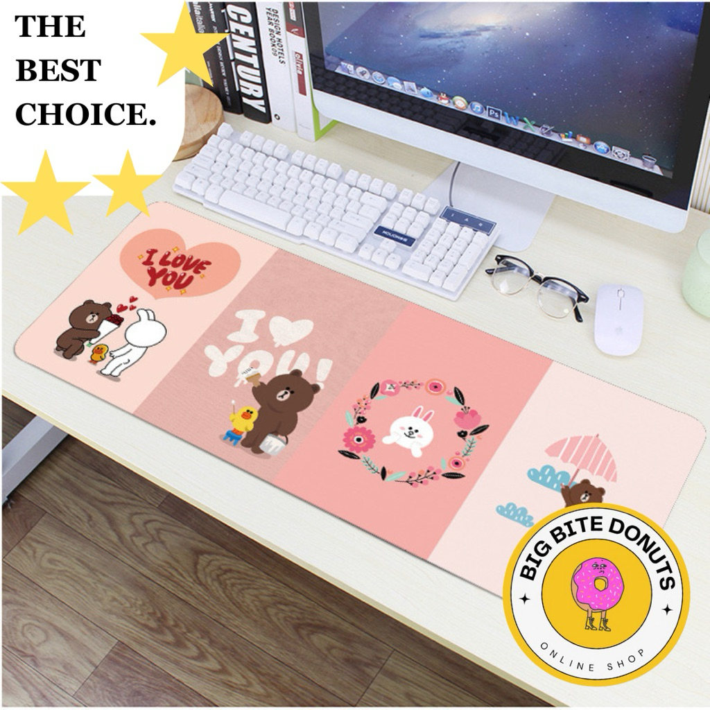 [ORI] Premium Mouse Pad Gaming 80x30cm ketebalan 3mm Motif LINE FRIENDS - BROWN CONI Lucu Untuk Komp