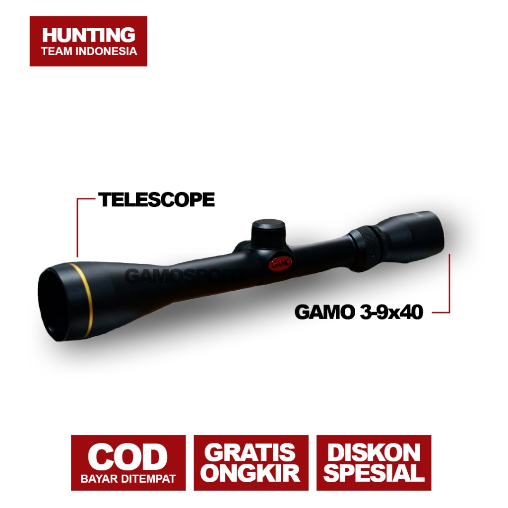 GAMO NITRO 3-9X40 - TELESKOP GAMONITRO 3-9X40 TEROPONG SENAPAN ANGIN - RETIKEL MILDOT