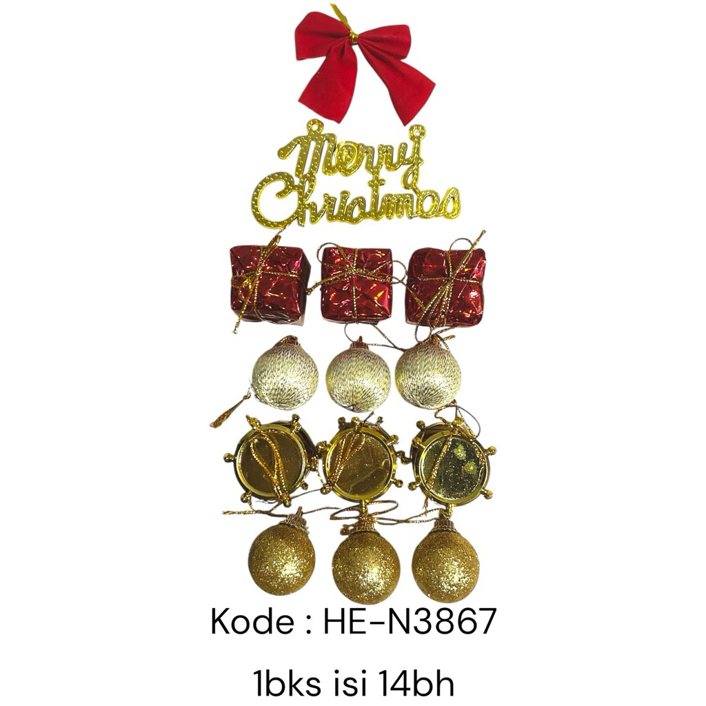 kode he-n3867 asesoris merry Christmas mix isi14 ukr 3cm