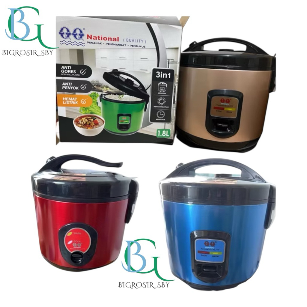 MAGIC COM QQ NATIONAL 1,8LITER / PENANAK NASI 3IN1 / RICE COOKER 1,8L SNI