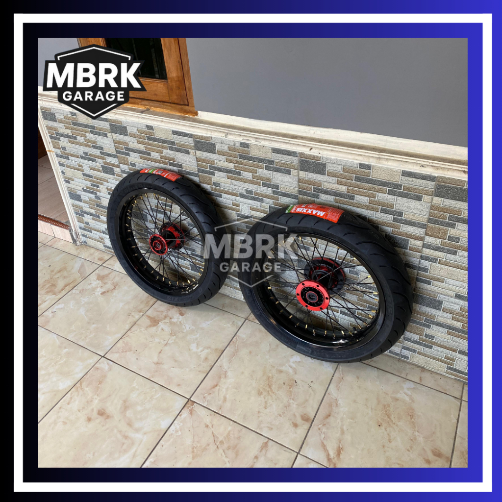 WHEELSET VELG RODA SUPERMOTO KLX DTRACKER SET BAN MAXXIS