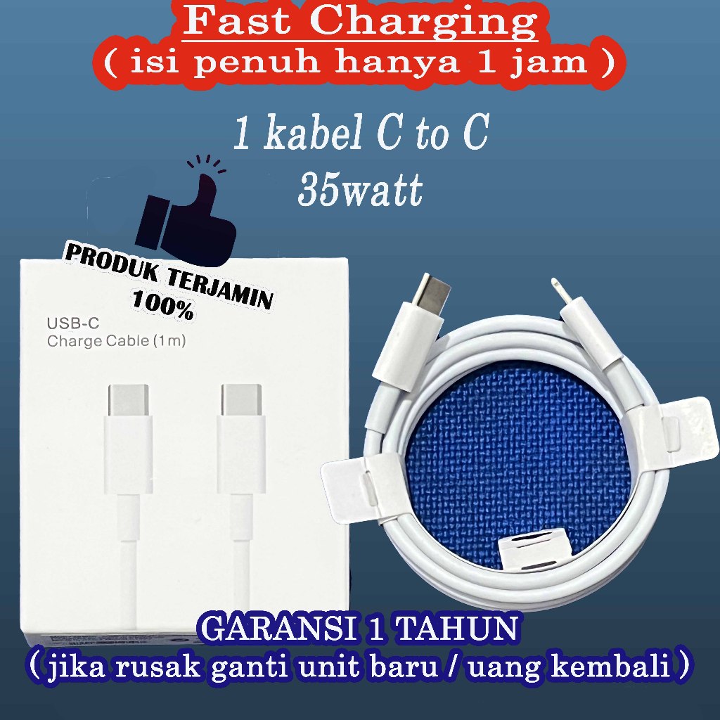 Kabel Cas Iphone Original 100% 35w Fast Charging type C to C & C to Lightning/Charger Iphone Iph ip