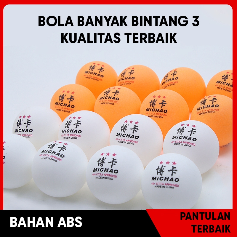 BOLA BANYAK TENIS MEJA BINTANG 3 BOLA TENIS MEJA KUALITAS TERBAIK PREMIUM ABS