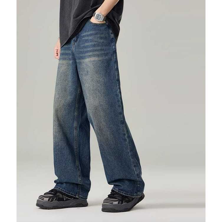 Celana Jeans Pria Korean Style Jeans Panjang pria Celana Jeans Longgar Gombrang Basic Reguler