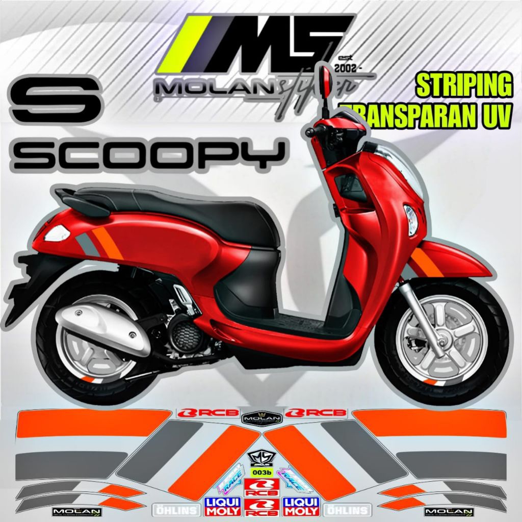 Decal Sticker Striping Variasi Transparan Uv Honda Scoopy New Scoopy Scoopy Karbu Gen 1 Scoopy Fi Ge