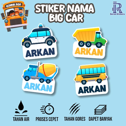 

Stiker Nama costum Tema BIg Cars