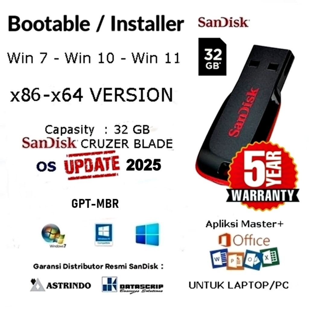 Flashdisk Sandisk MultiBootable Windows 7 10 11