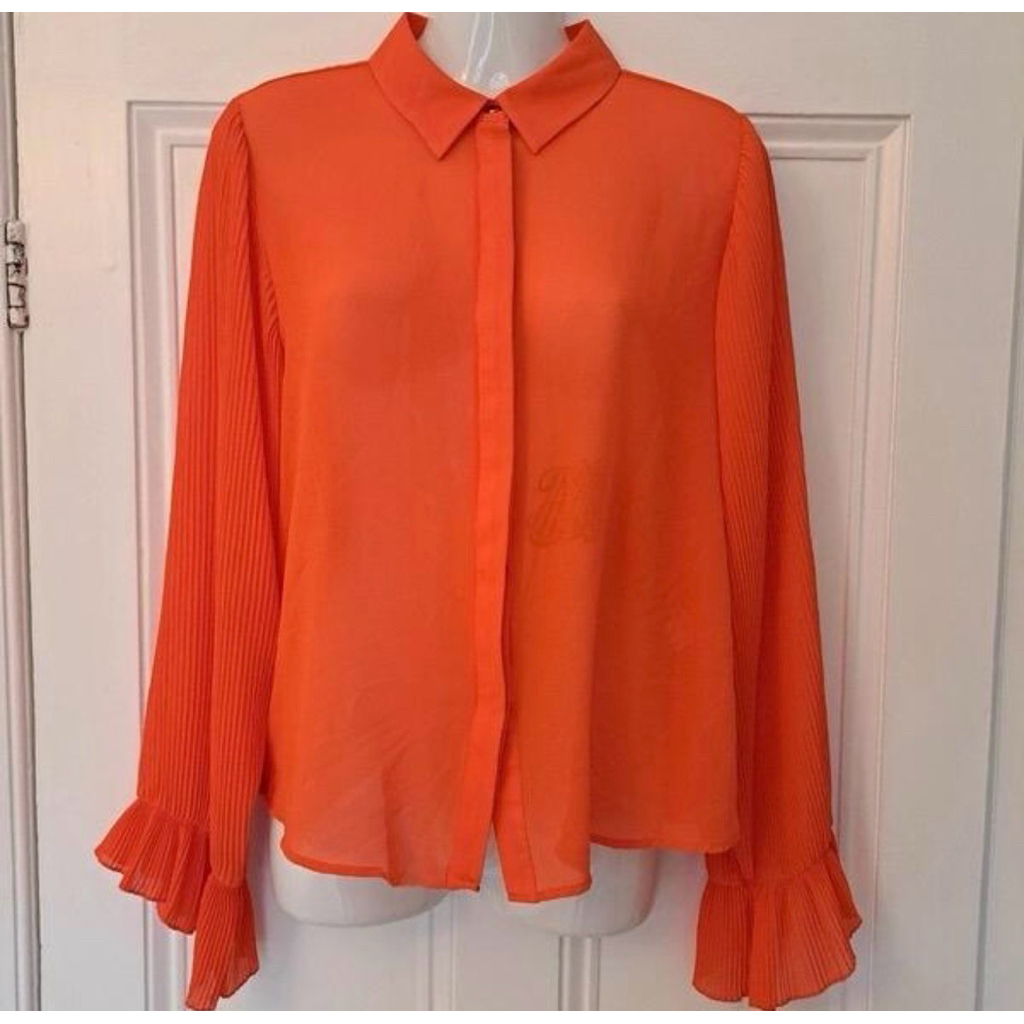 Baju Zara wanita - 100% original, kondisi NEW, SHIRT WITH PLEATED SLEEVES