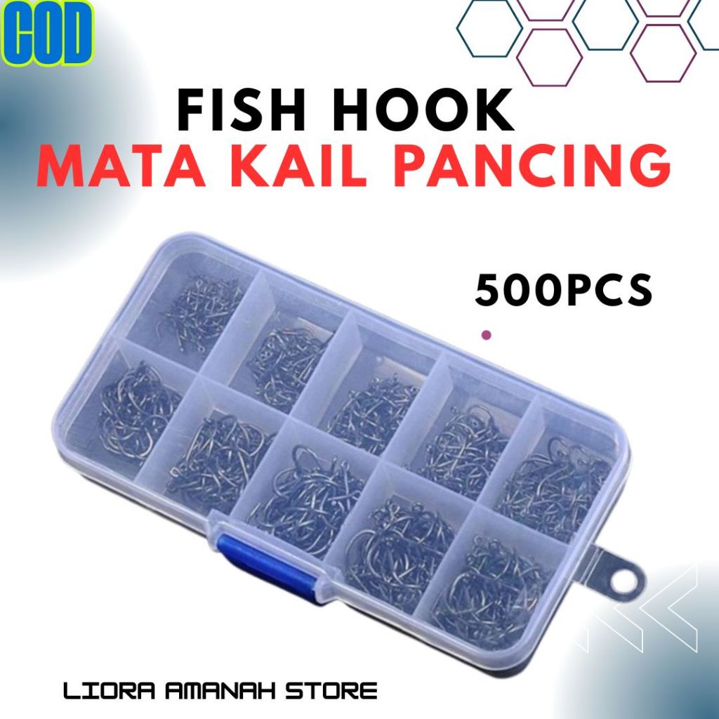 SET BOX 500 pcs FISH HOOK / Mata Kail Pancing Box
