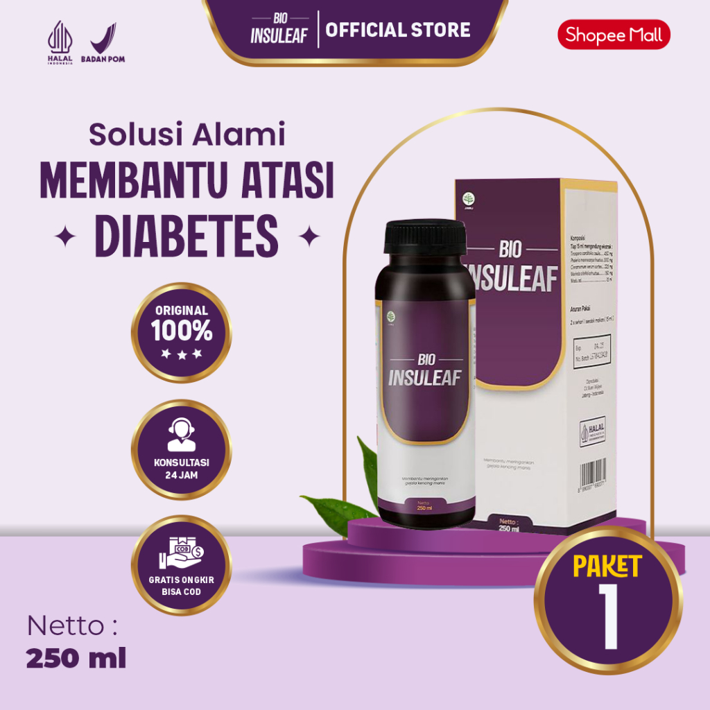 

Bio Insuleaf Herbal Asli – Penurun Gula Darah, Asam Urat, Kolesterol Terdaftar BPOM