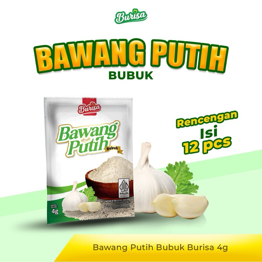 Bawang Putih Bubuk12 pcs | Bawang Putih Bubuk Burisa 4g ( RENCENGAN )