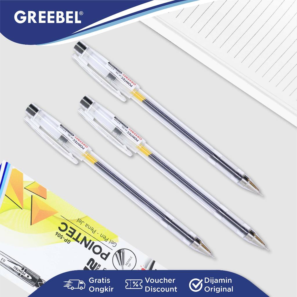 

GREEBEL GP-506 pena gel hitam pointec ( 12 )