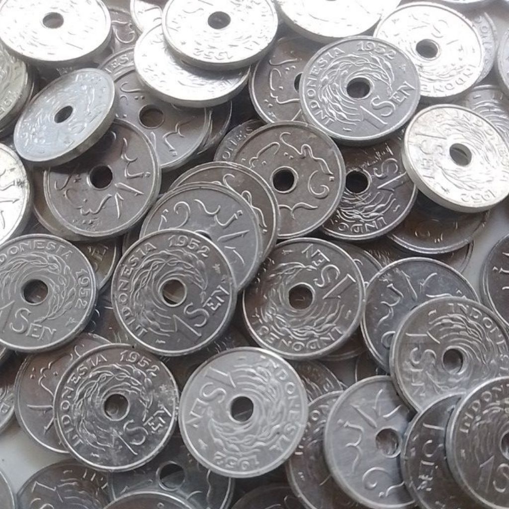 UANG KUNO 1 SEN ASLI TAHUN 1952