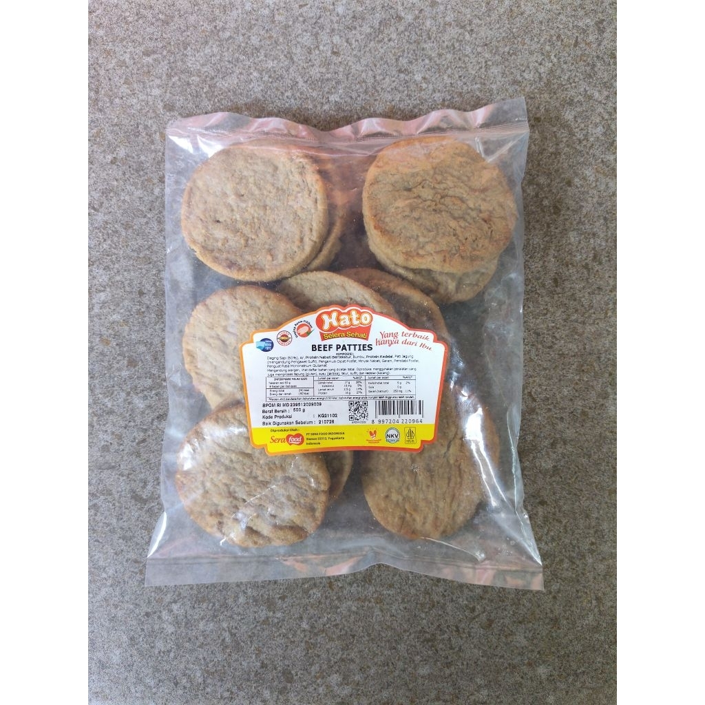 

Hato Beef Patties 500 gram isi 11 pc