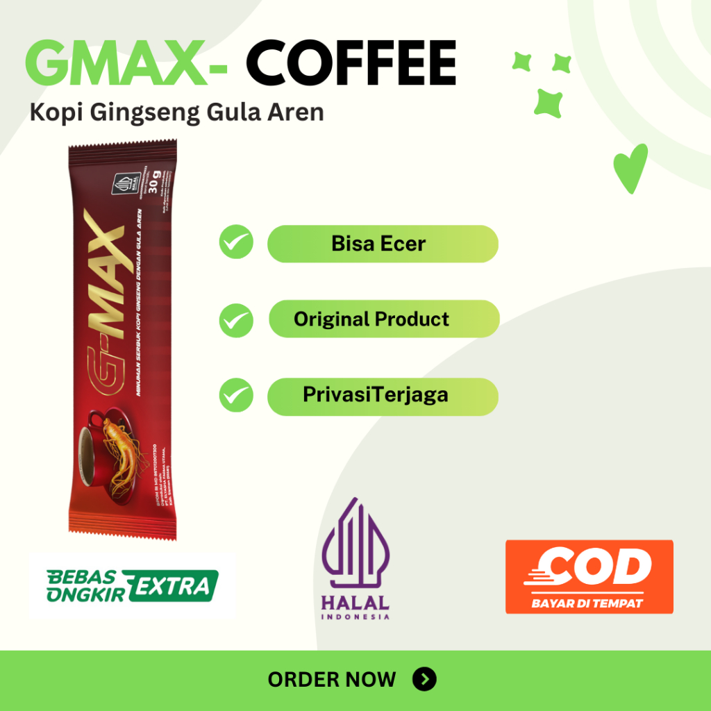 Kopi GMAX Gingseng - Penambah Stamina dan Energi Pria, Kopi Sehat untuk Vitalitas gmax coffee