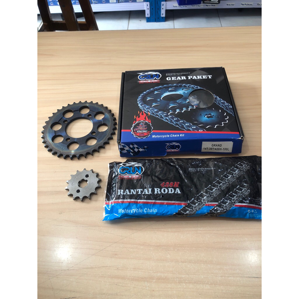 Crun GearSet RACING Grand GN5 / Gear Gir Set Paket 14T-36T 428-100L Star / Prima / Astrea / Win / Le