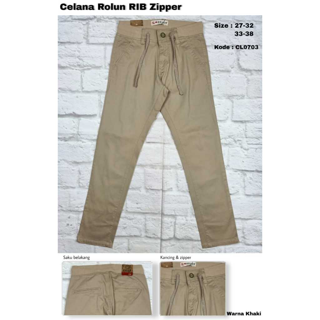 Celana Panjang Pria Rolun RIB Zipper Original