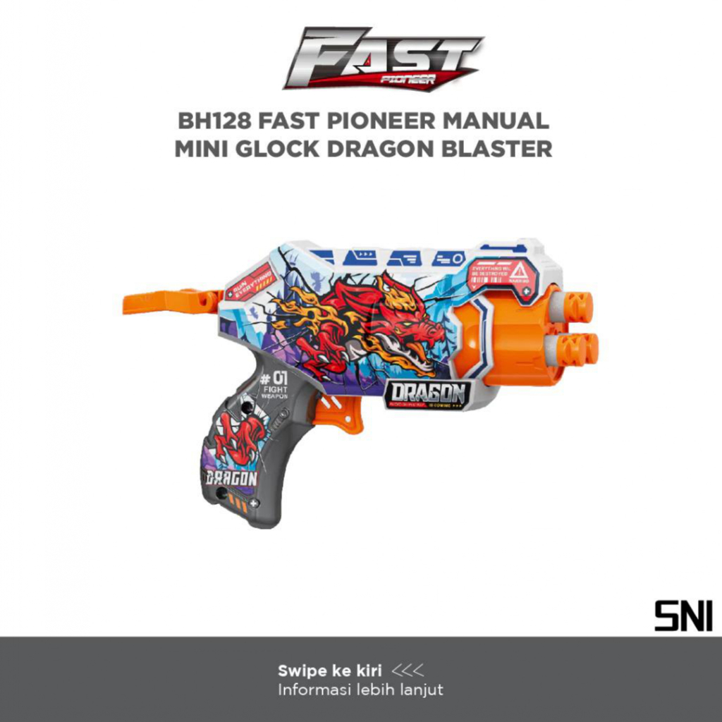 FAST PIONEER - MANUAL MINI GLOCK DRAGON BLASTER / Pistol Mainan / Tembak-tembakan Airsoft / Soft Bul