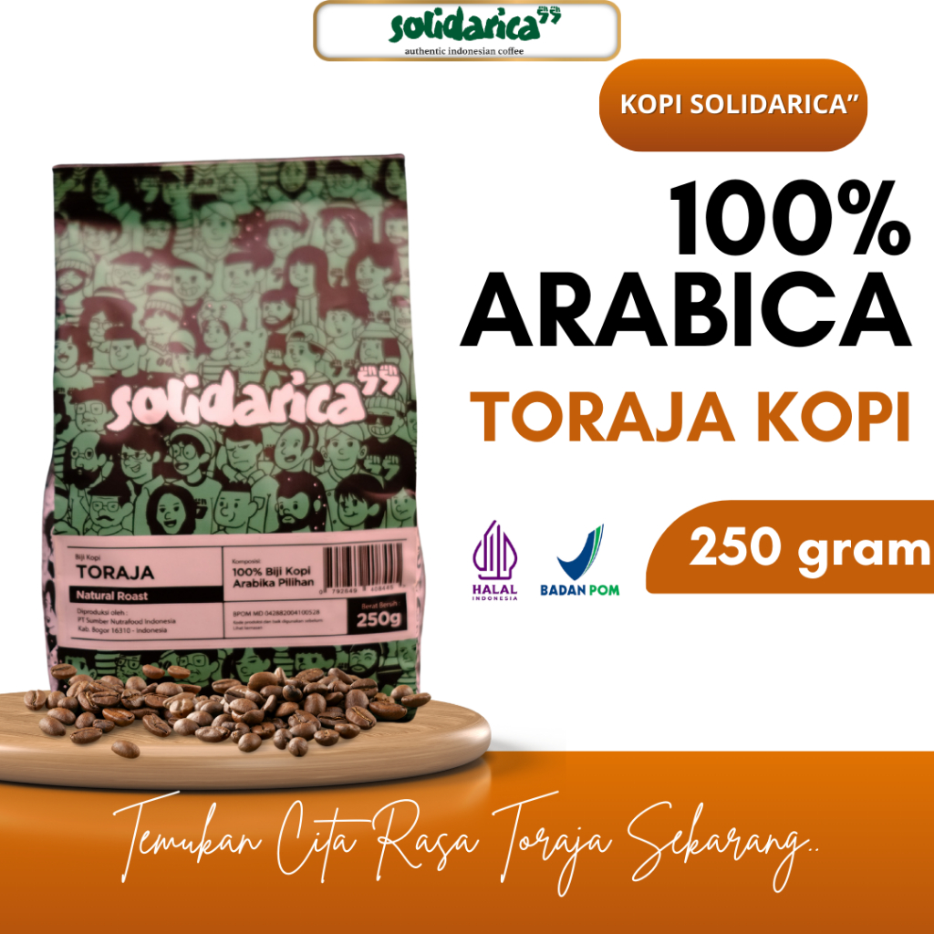 

Solidarica Arabica Toraja 250g – 100% Biji Kopi Premium - Asli Toraja