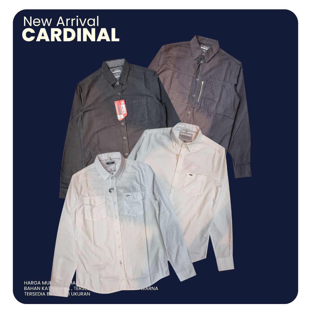 Cardinal Kemeja Pria Lengan Panjang Kasual Original / Kemeja Polos pria