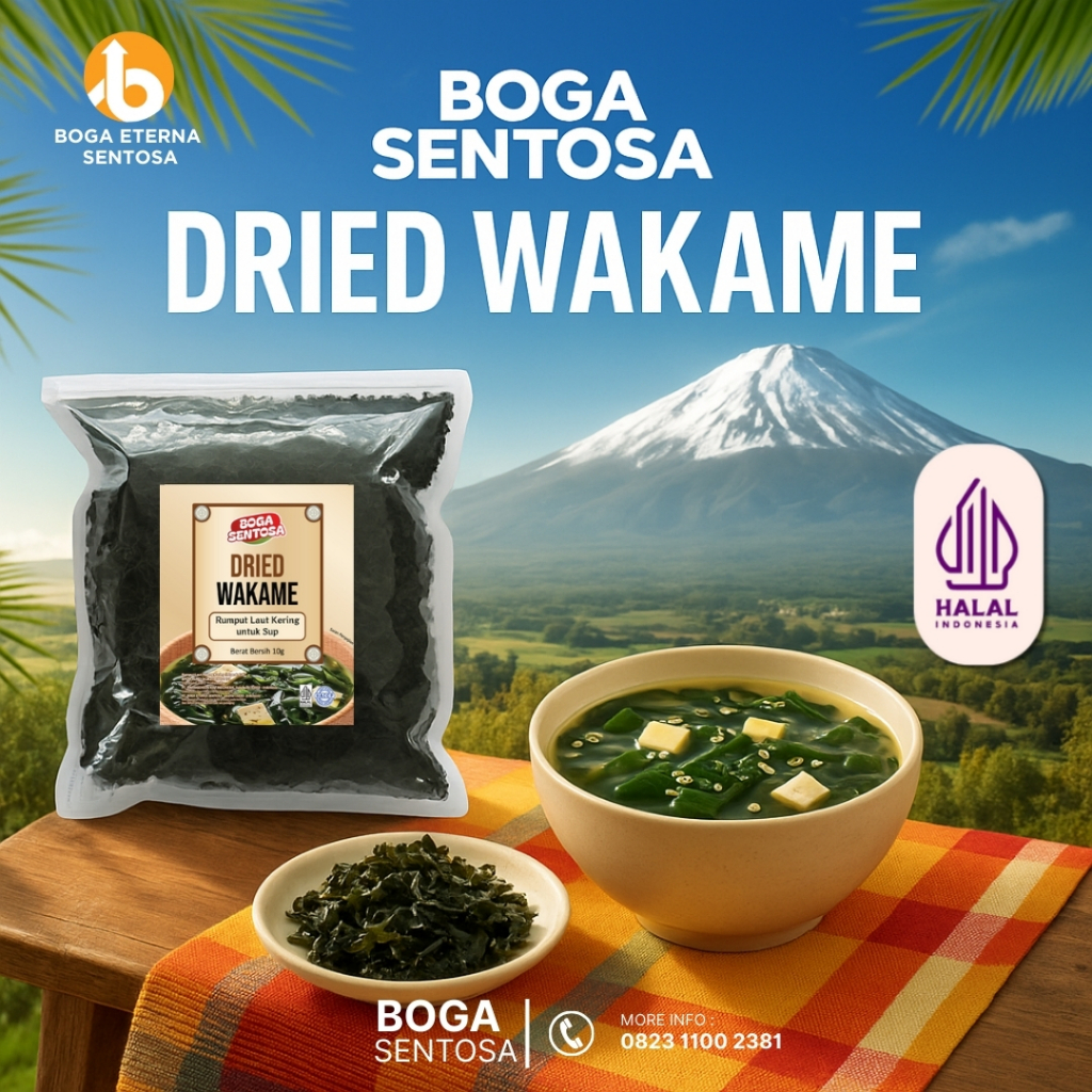 

DRIED WAKAME "Boga Sentosa" / Rumput Laut Kering Jepang / Wakame Flakes ( HALAL )