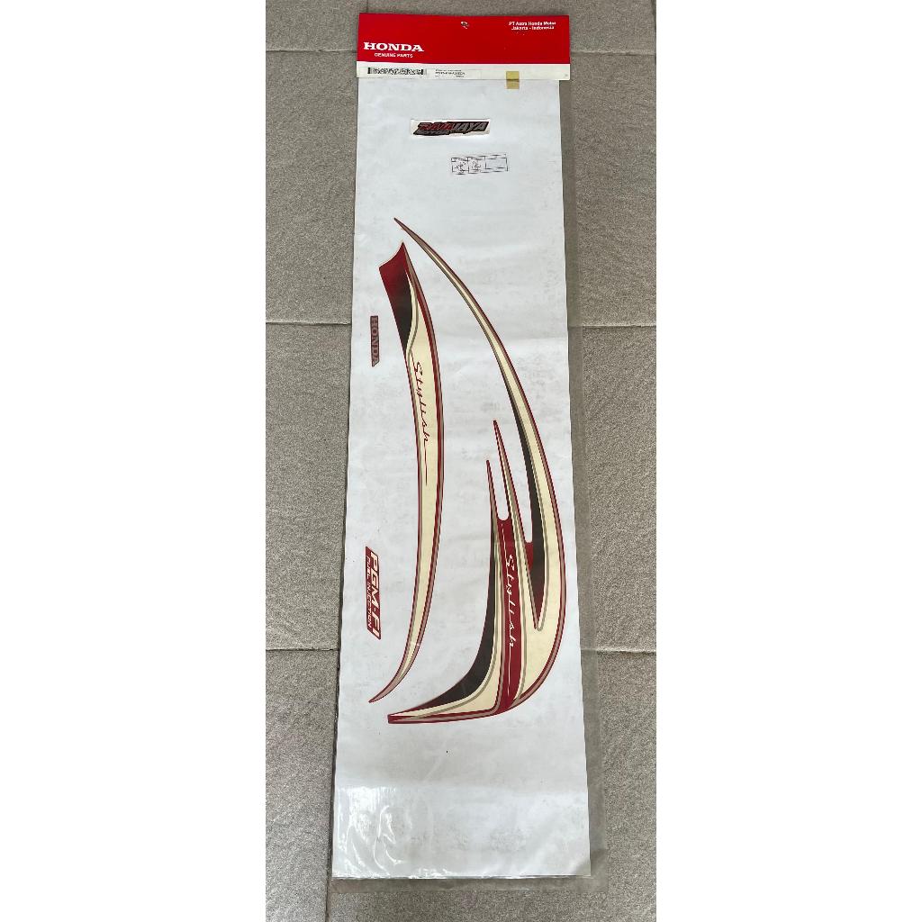 striping set sticker kanan scoopy stylish 2016 k16 warna crem kombinasi merah original hgp ahm baru