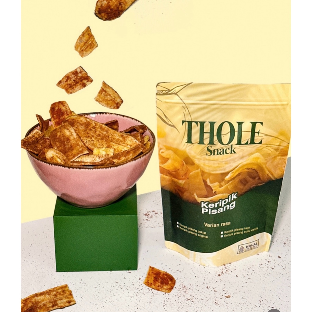 

Thole snack+keripik pisang original+keripik pisang coklat+keripik pisang keu +keripik pisang susu vanilla+tersedia makaroni varian rasa,pedas,jagung manis,jagung bakar.