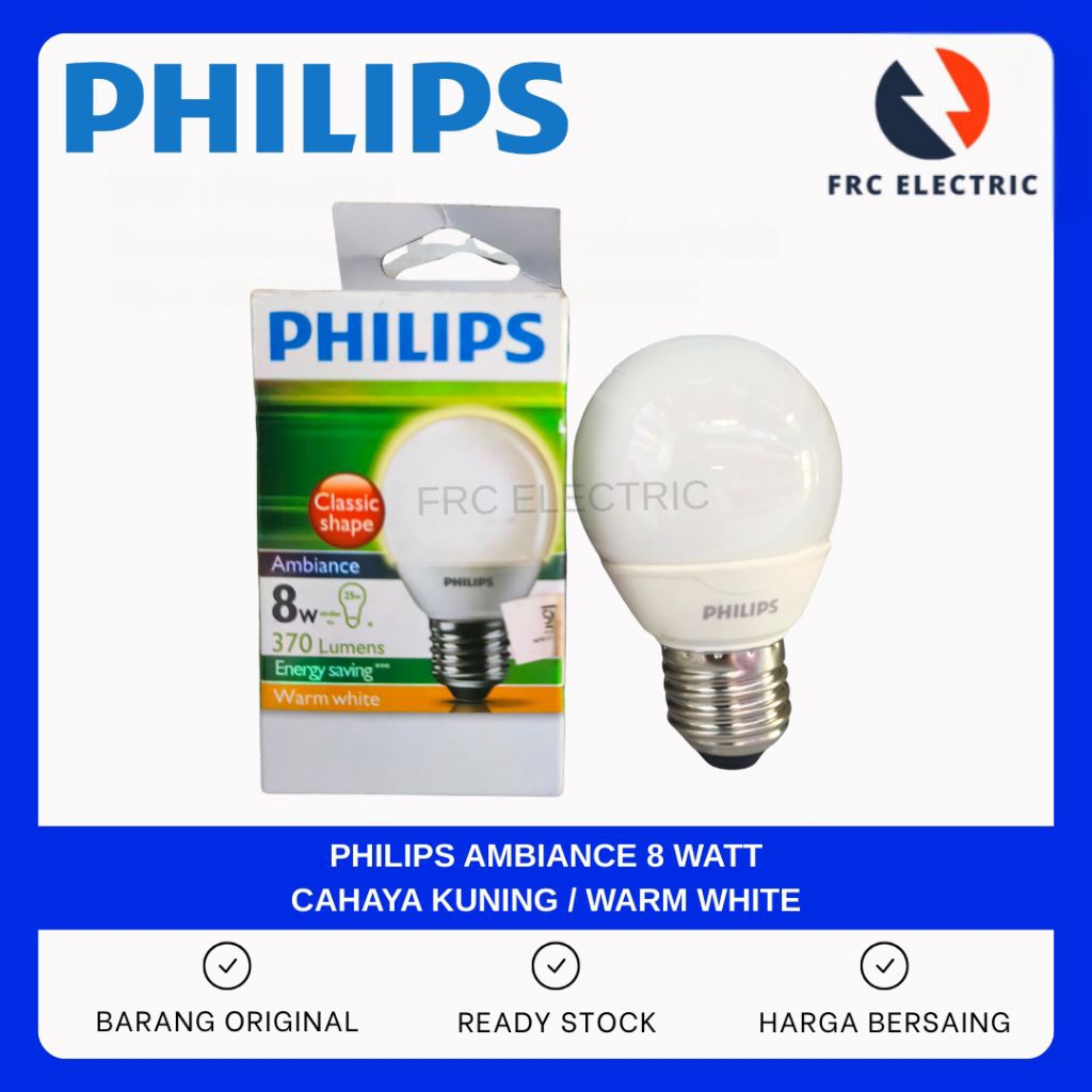 LAMPU PHILIPS 8 WATT - LAMPU PHILIPS - LAMPU PHILIPS AMBIANCE 8 WATT - BOHLAM PHILIPS