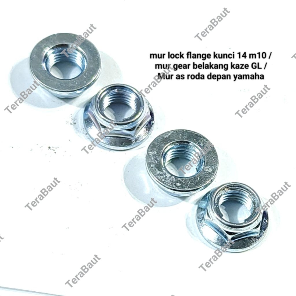 Mur Lock Flange Kunci 14 M10 / mur gear belakang Kaze GL / mur as roda depan yamaha