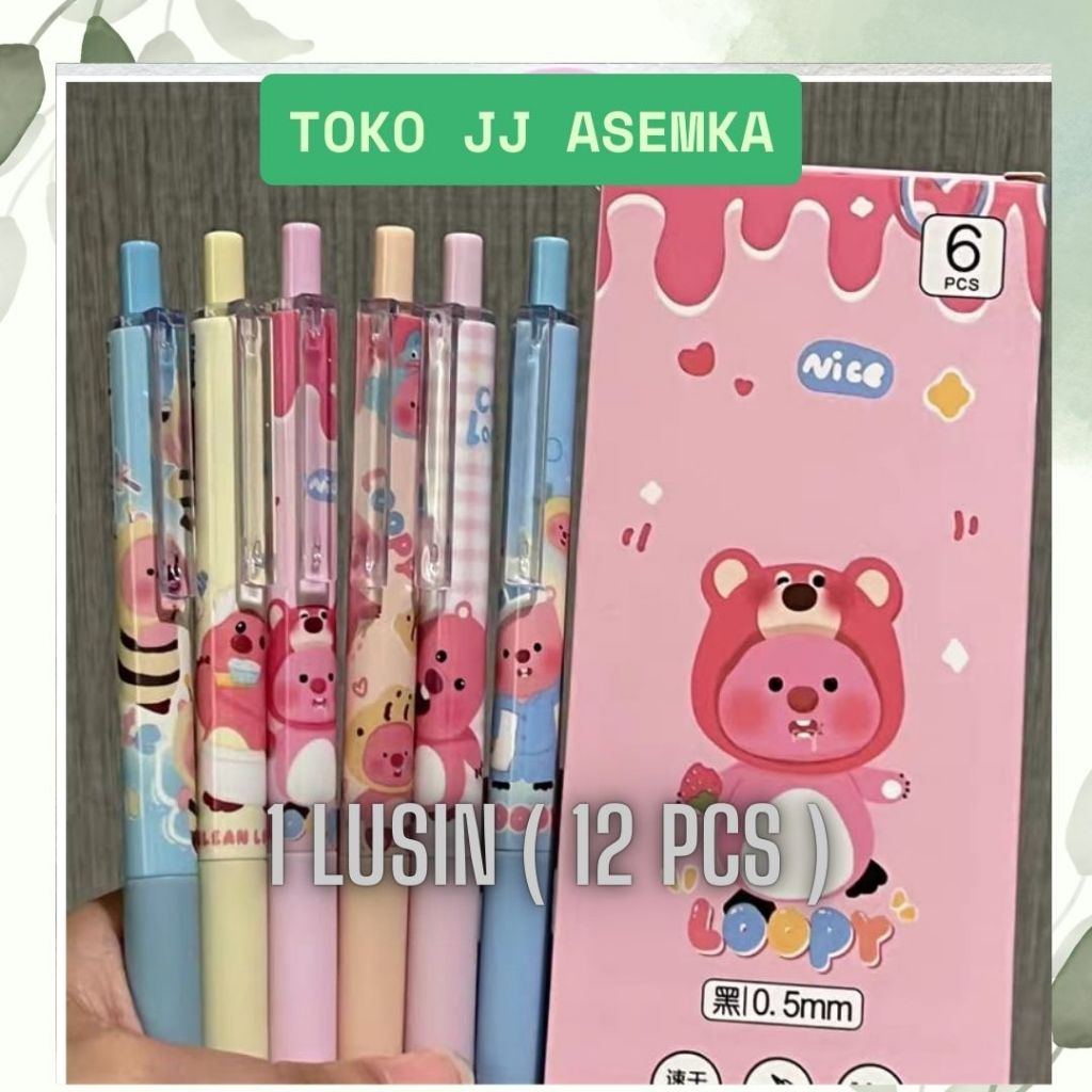 

1 LUSIN ( 12PCS ) PULPEN CETEK STANDARD LOOPY PC-2034 PERLENGKAPAN SEKOLAH BOLPEN PENA BERUANG PINK