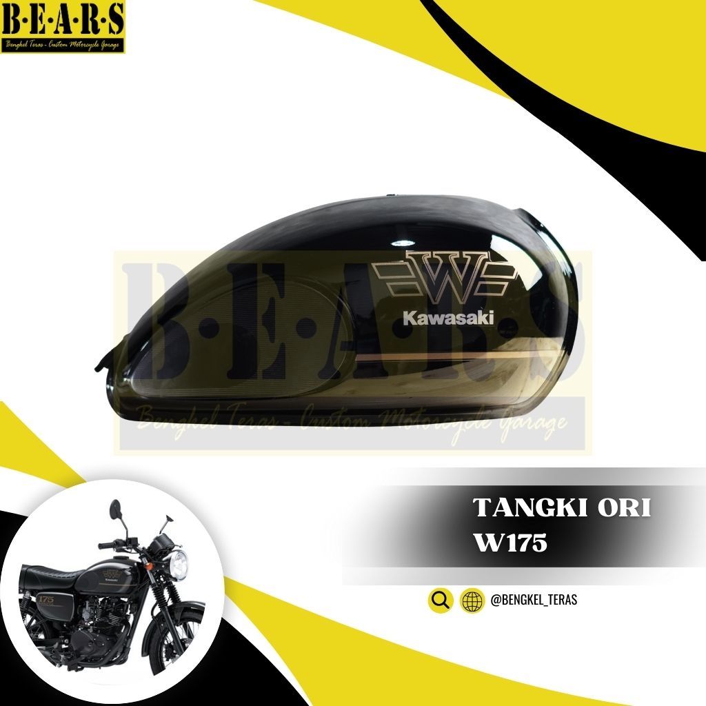 Tangki Bensin Kawasaki W175 Black Edition Striping Gold Original Kawasaki Genuine Part