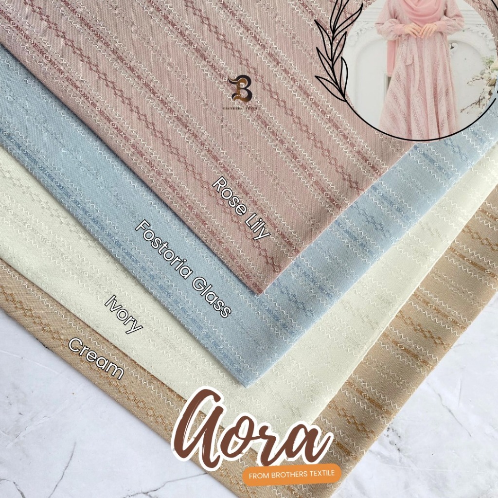 Kain Dobby AORA | Kain Ecer | Bahan Kain Dobby Meteran Polyester Rayon Dobby | HARGA 1/2 YARD