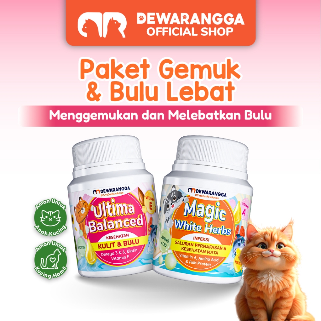 Dewarangga Paket Vitamin Kucing GEMUK & BULU LEBAT untuk Meningkatkan Nafsu Makan, Melebatkan Bulu d