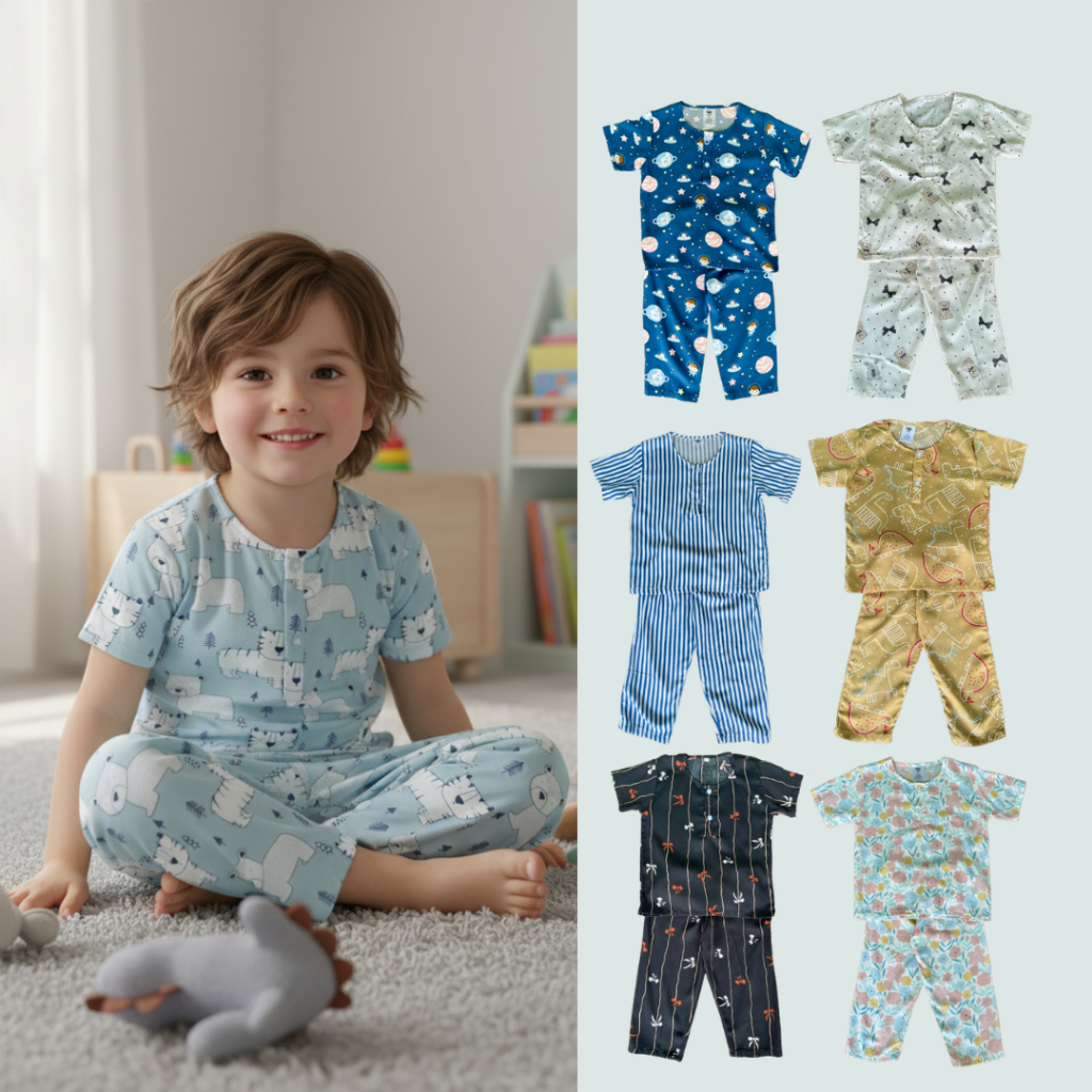 Dikala - Setelan Anak Celana Panjang Piyama Pajamas Baju Tidur katun Rayon Unisex Laki-Laki Perempua