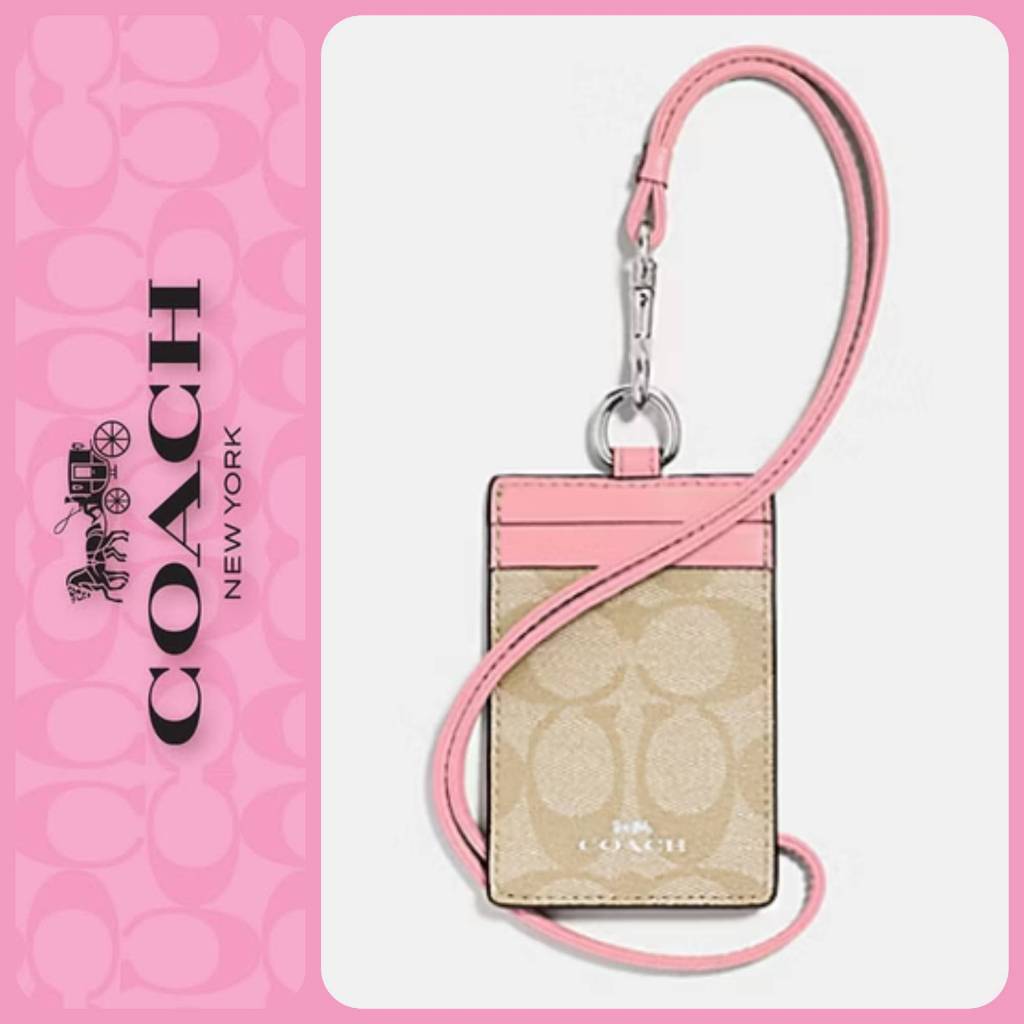 

Lanyard ID Card case in signature light khaki Pink gantungan kartu identitas original gd
