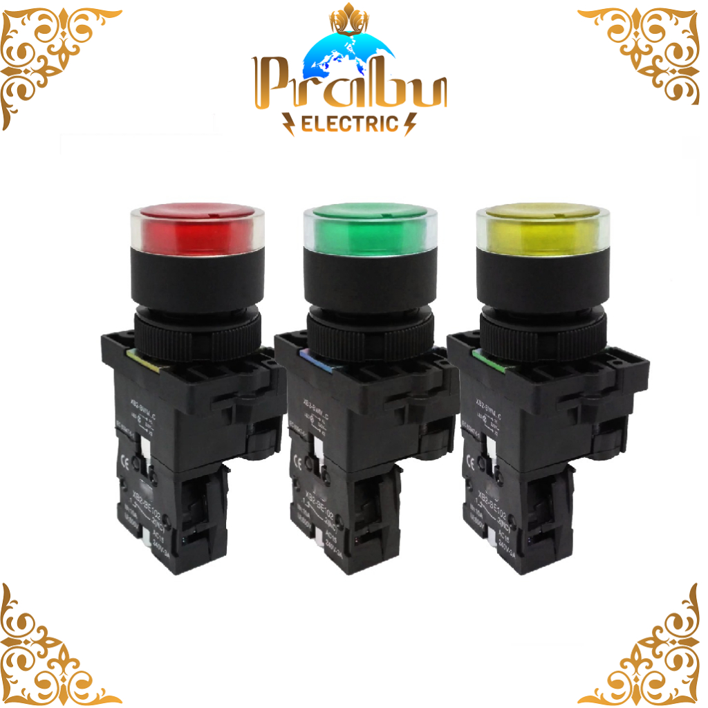 PUSH BUTTON PLASTIK LED 22MM/ Push button lampu 22 mm