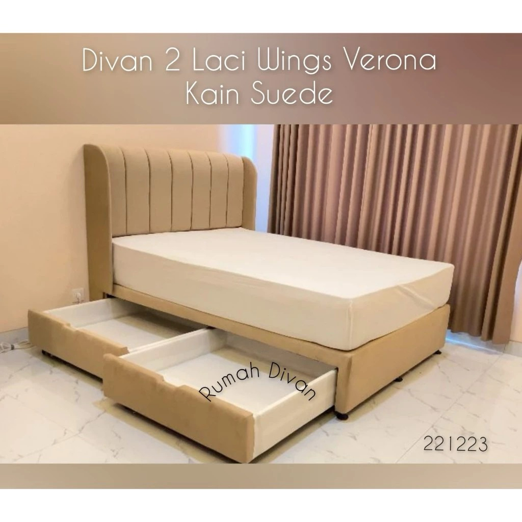 PRELOVED (MASIH BARU) KAYU MAHONY DIVAN DIPAN TEMPAT TIDUR 2 LACI BESAR ALAS KASUR SPRINGBED UKURAN 