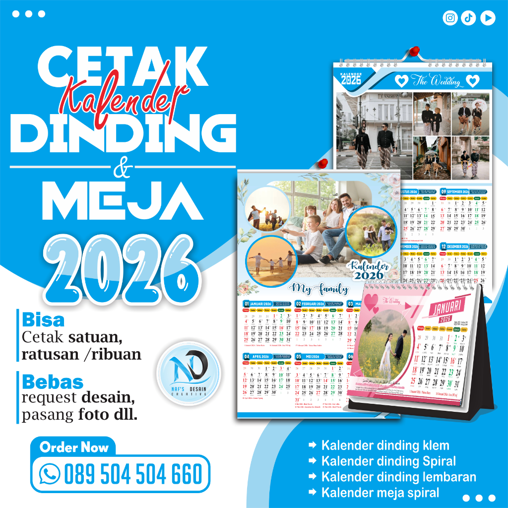 

Kalender Dinding 2025 ( 2 Lbr = 6 Bulan ) Custom Desain