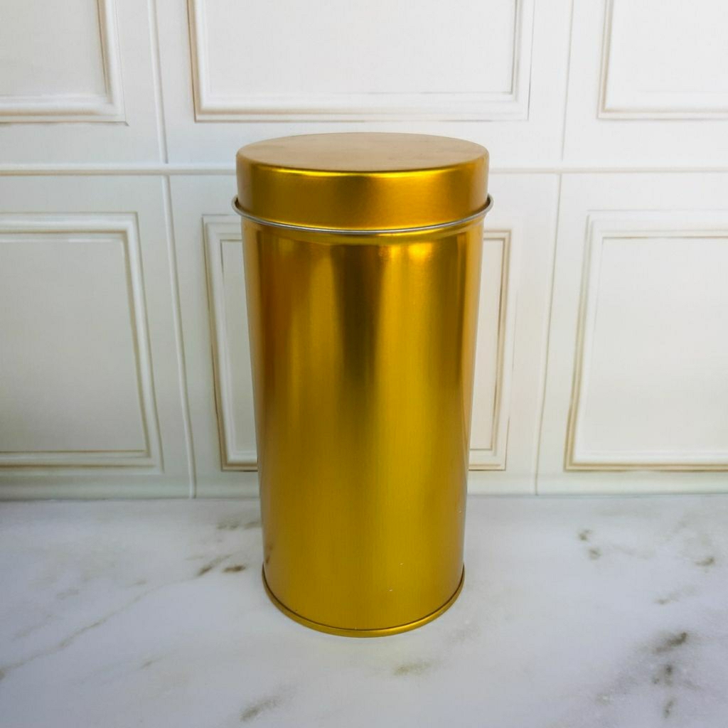 Kaleng emas 7,5 x 15 cm souvenir tin can gold 7,5 x 15 cm tabung polos